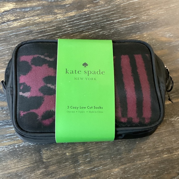 kate spade Accessories - Kate Spade Black and Pink Low Cut Cozy Socks in Travel Bag
